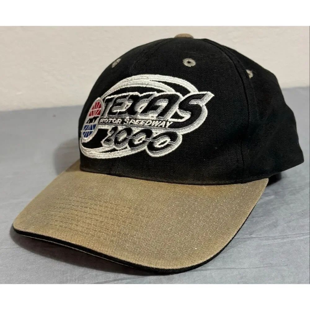 Texas Motor Speedway Hat Mens Tan Black Vintage 2000 Y2K Adjustable Snapback Cap